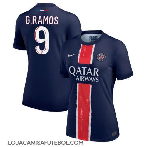 Camisa de Futebol Paris Saint-Germain Goncalo Ramos #9 Equipamento Principal Mulheres 2024-25 Manga Curta